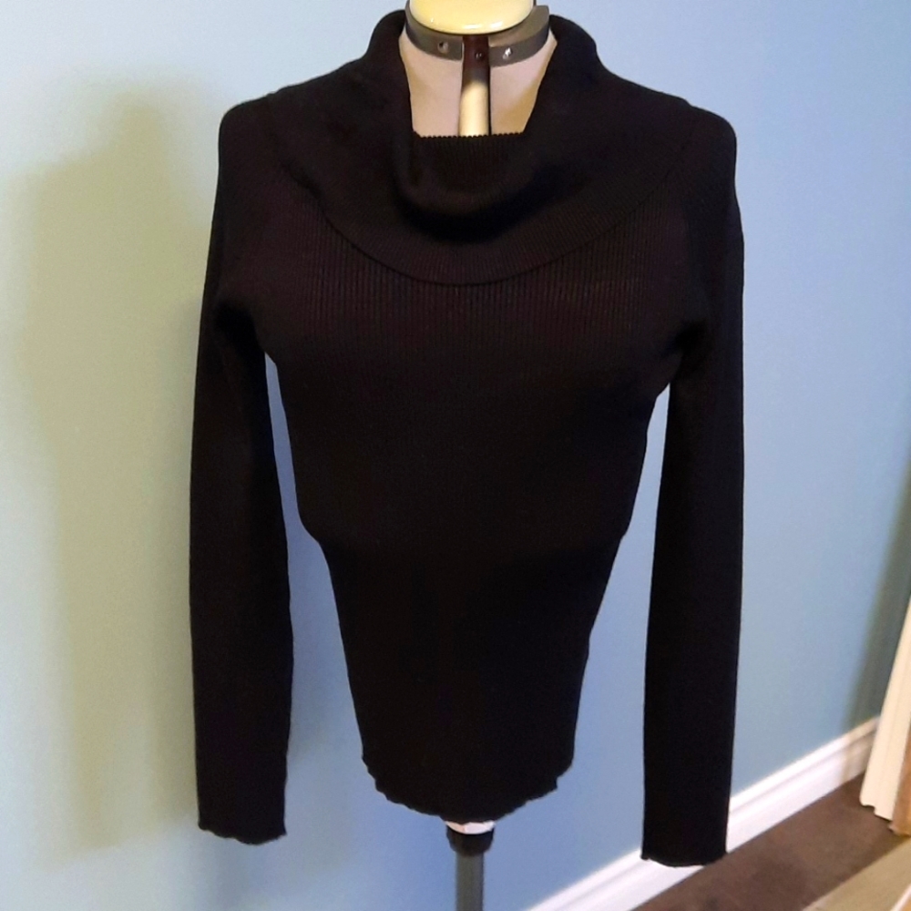 Black Ribbed Knit Sweater